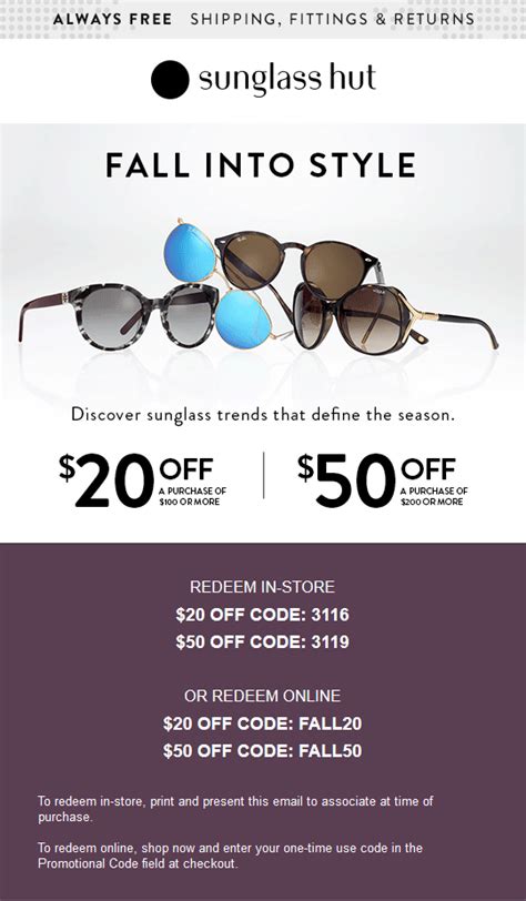 sunglass hut discount for eyewear